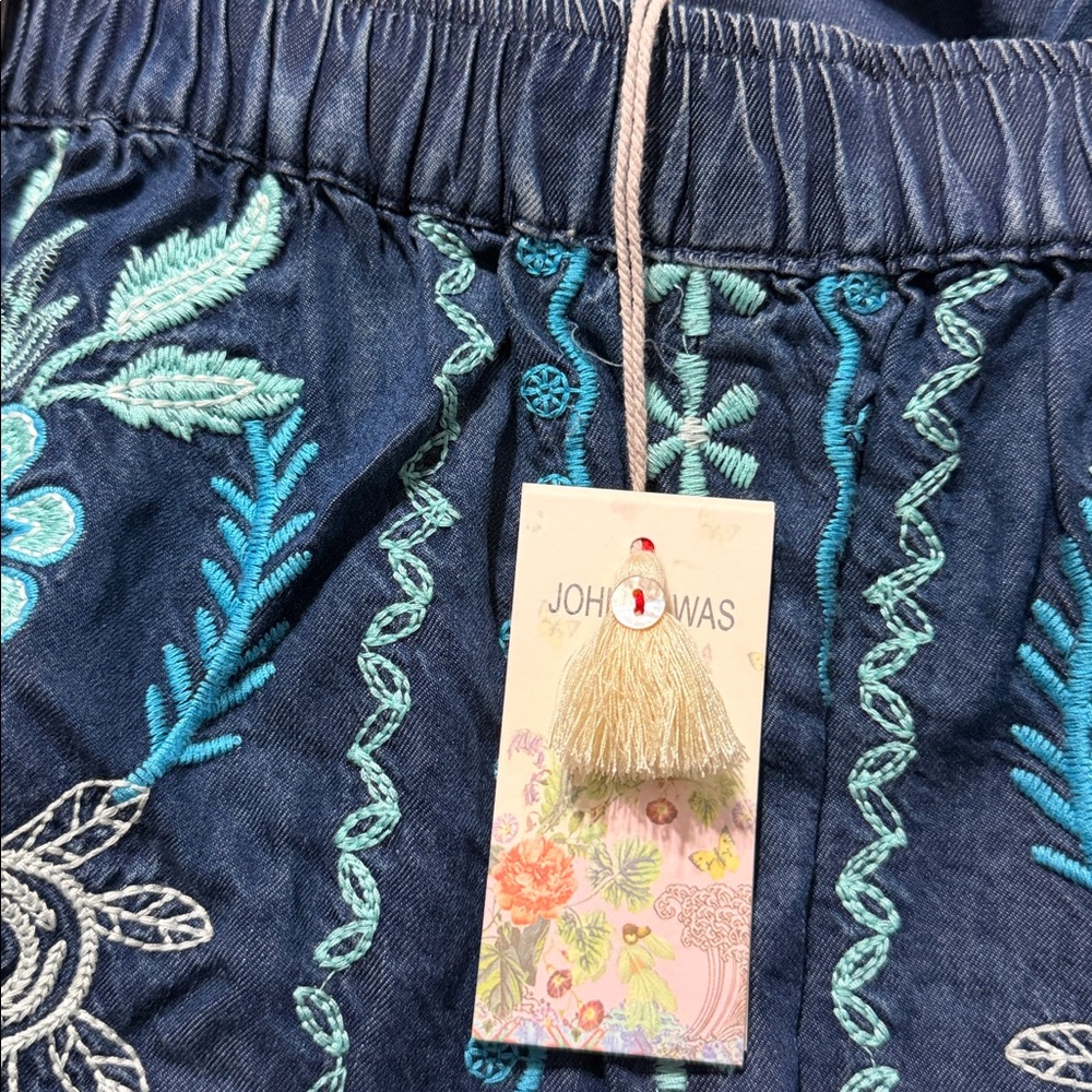 NWT Johnny Was Embroidered Blue Floral Maxi Skirt. Embellished w embroidered - Picture 8 of 11
